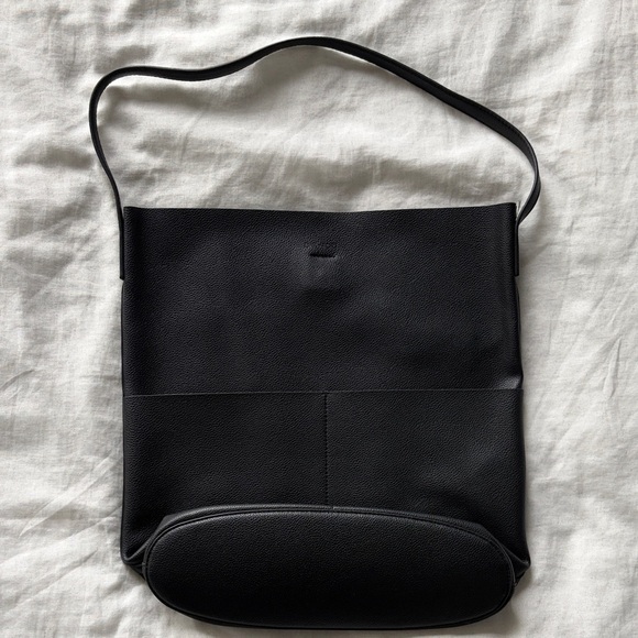 OAK + FORT Handbags - OAK + FORT Black Pebbled Leather Hobo Bag